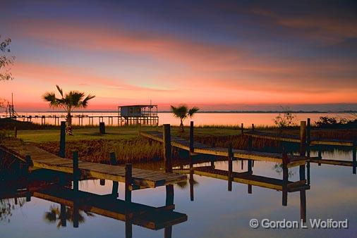 Docks In First Light_27670-2.jpg - Photographed on the shore of Powderhorn Lake near Port Lavaca, Texas, USA.